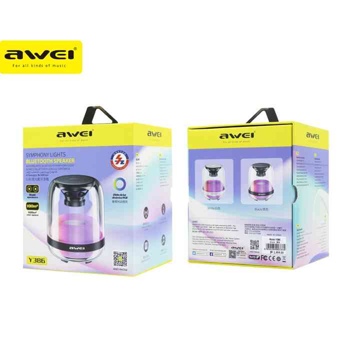 Awei Y386 Bluetooth Mini Speaker Colorful LED Subwoofer HiFi Sound Box Portable MP3 Music Sound Column For PC Smartphone